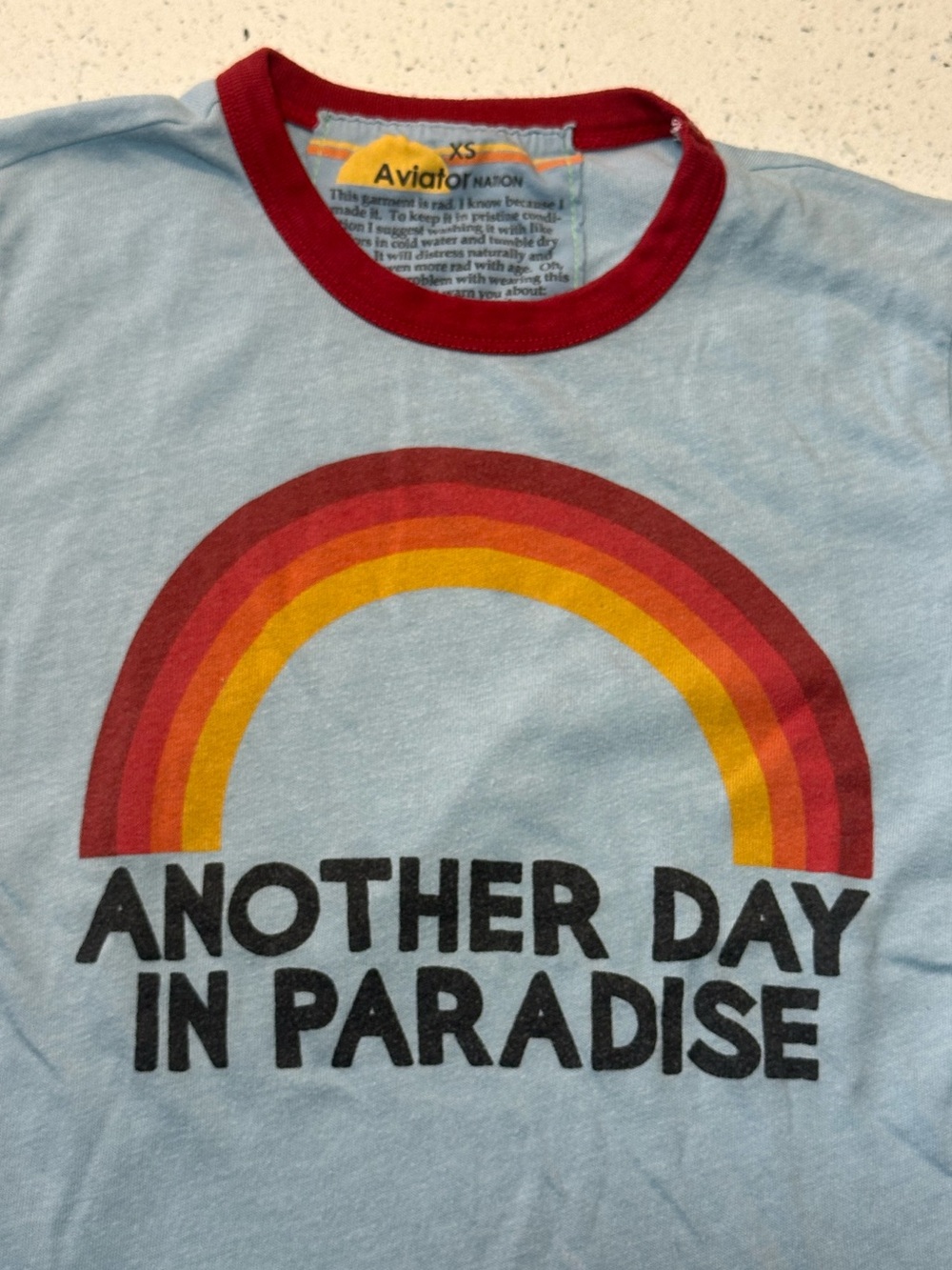 Aviator nation / rare “another day in paradise” ringer tee in GUC! - Picture 2 of 14